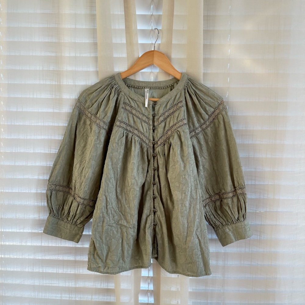 Anthropologie Blouse in Sage Green